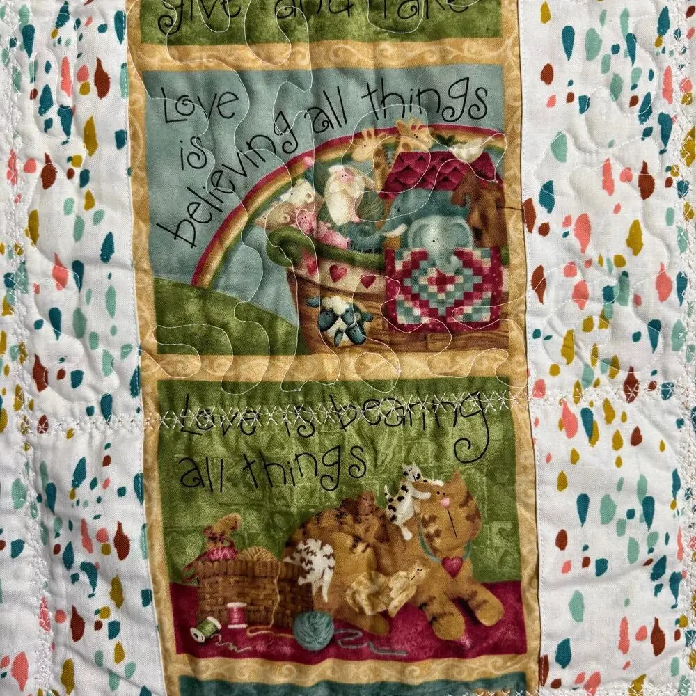 Handmade Reversible Quilted Table Runner Home Sweet Home Love is Kind Christmas